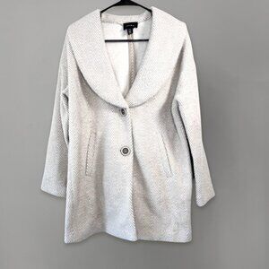 Tribal Herringbone Wool-Blend Coat Shawl Collar Button Front Size XS Excellent